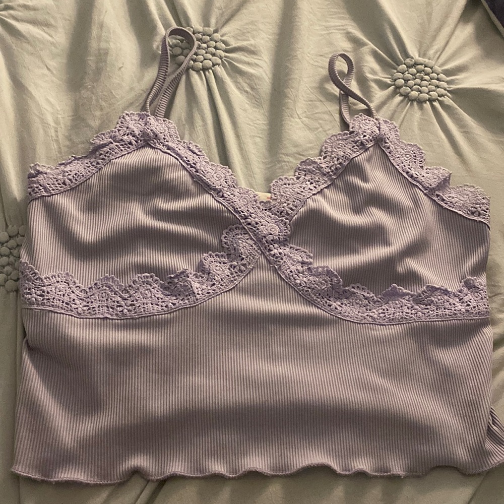 Lace Lacey Cropped Cami Tank Top